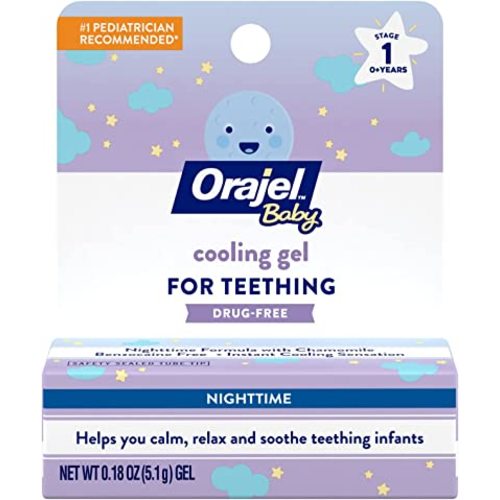 Orajel Baby Nighttime Cooling Gel for Teething, Drug-Free, 1 Pediatrician Recommended Brand for Teething, One .18oz Tube : Baby