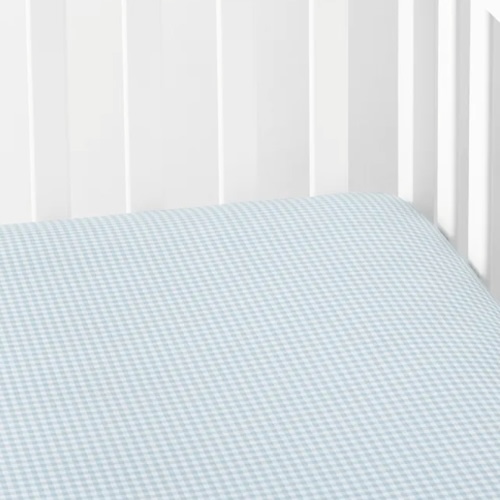 PINK - Ditsy Gingham Classic Cool Organic Cotton Percale Fitted Crib Sheet