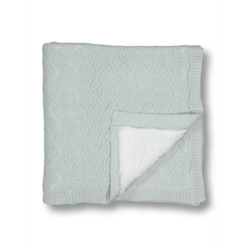 Light Grey Chunky Knitted Blanket with Fleece Lining | Best&Less™ Online