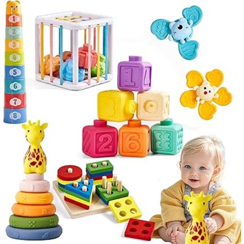 Montessori Baby Toys 6-12-18 Months,6 in 1 Toy Set for 1+ Year Old,Birthday Gift for Babies 1 2 3 Boys Girls,Baby Sensory Educational Learning Toys for Toddlers 1-3