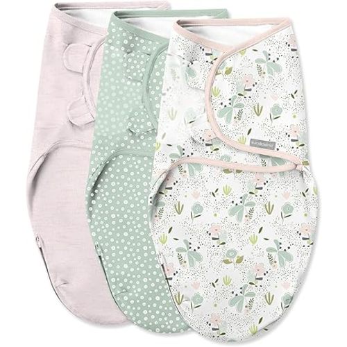 SwaddleMe by Ingenuity Easy Change Baby Swaddle in Size Small/Medium, 0-3 Months, 7-14 Pounds, 3-Pack with Easy Change Zipper - Peekaboo Panda
