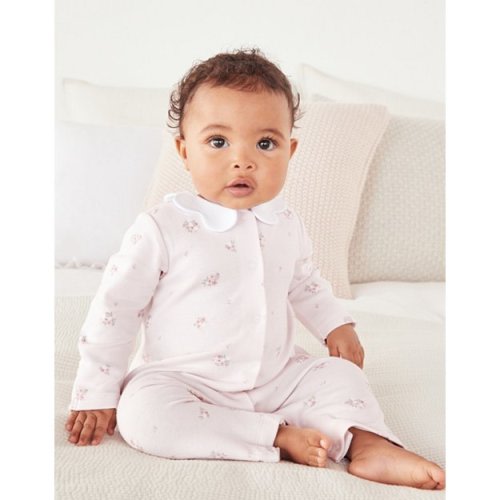 Organic Cotton Hattie Floral Scallop-Collared Sleepsuit (0–9mths)
