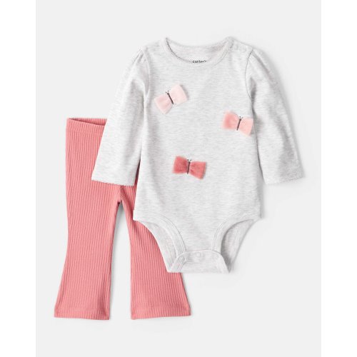 Baby Girl 2-Piece Butterfly Long-Sleeve Bodysuit & Pant Set - Grey - Carter's