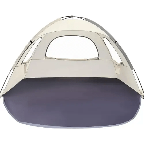 WhiteFang Beach Tent Anti-UV Portable Sun Shade Shelter for 3/4/6 Person, Extendable Floor with 3 Ventilating Mesh Windows Plus Carrying Bag, Stakes and Guy Lines