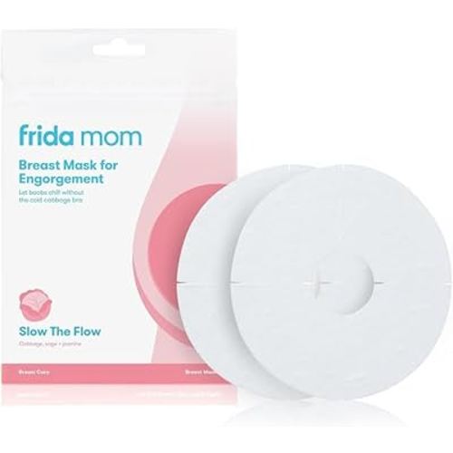 Frida Mom Breast Pads, Reusable Breast Mask for Engorgement, Made with Cabbage, Jasmine, & Sage, Breastfeeding Essentials, 2 Sheet Masks