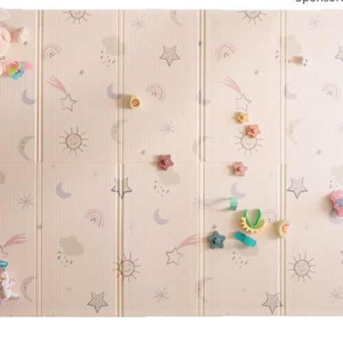 Nuby Reversible Baby Floor Mat - Foldable and Lightweight Baby Play Mat for Floor - Easy Storage and Travel - Stars and Sky