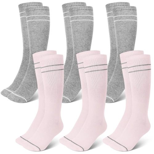 6 Pairs Maternity Compression Socks 20-30 Mmhg Gray Pink Knee High Compression Socks for Pregnant Women Knitted Stockings