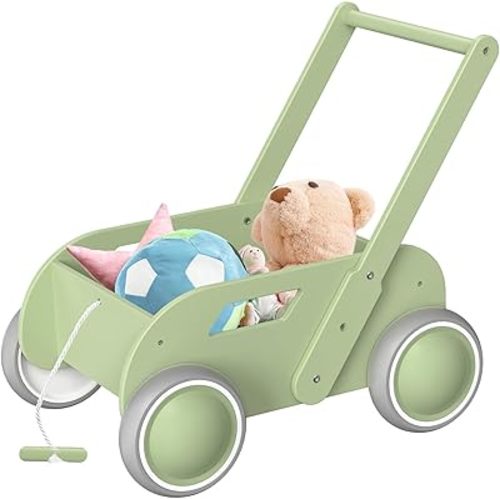 2025 HOMEKOL Wooden Baby Walker,Baby Push Walker, Adjustable Speed Baby Walker for Boys and Girls, Baby Activity Center, Gift for Birthday, Christmas and New Year Nature Green