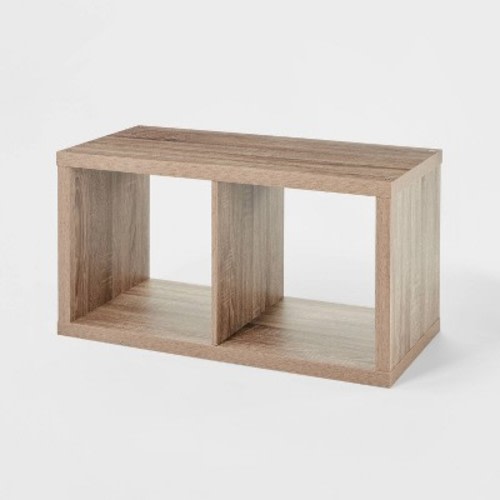 13'' 2 Cube Organizer Weathered Gray - Brightroom™: MDF Bookshelf with Anti-Tip Hardware, 13" Cubby Storage System