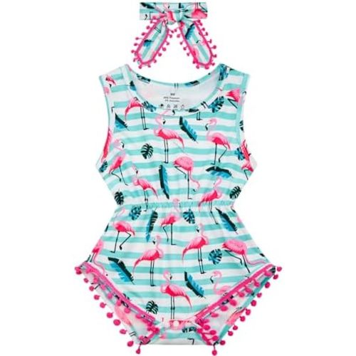 BFUSTYLE Baby Girl Clothes 0-24 Months Outfit Sleeveless Infant Romper Bodysuit with Headband