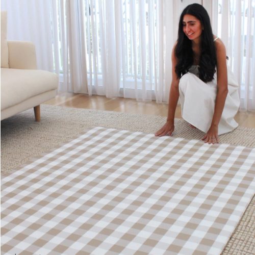 Gingham Play Mat - Latte – Munchkin & Bear