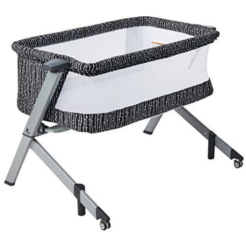 Dream On Me Flora Baby Bassinet in Onyx, Lightweight and Portable Travel Bassinet with Carry Bag, Five Adjustable Height Position, Mattress Pad Included