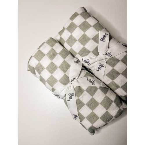 Two Green Checkered Baby Blanket Bundle, Muslin Baby Blankets, OEKO-TEX Certified Baby Blankets, Cotton Baby Blankets, Bamboo Baby Blankets