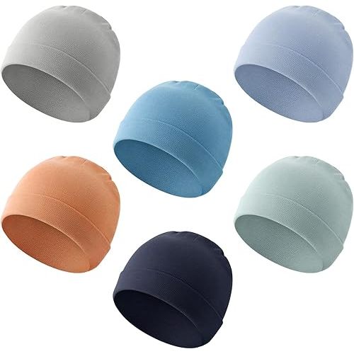 Yoofoss 100% Organic Cotton Baby Hats 0-6 Months 6-24 Months, 6 Pack Newborn Hats for Baby Girl Boy