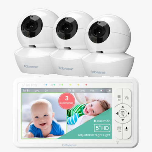 Babysense HD S2: Video Baby Monitor with 3 Cameras, Non Wifi, Split Sc