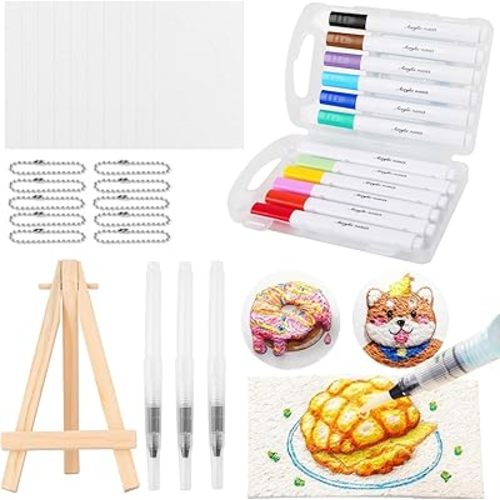 yonudsa Magic Puffy Paint, 3D Drawing Magic Canvas Sponge, Puffy Popcorn Magics Foam Texture Painting Kit, DIY Bubble Pens Kit for Painting,Art,Craft Supplies