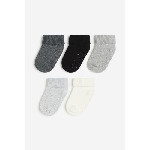 5-pack Non-slip Socks, Dark gray/gray melange