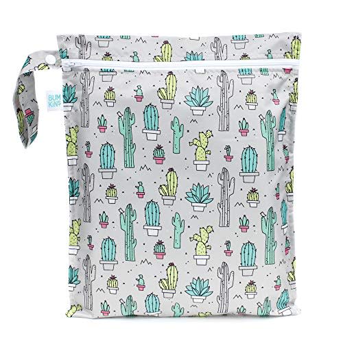 Bumkins Waterproof Wet Bag, Washable, Reusable for Travel, Beach, Pool, Stroller, Diapers, Dirty Gym Clothes, Wet Swimsuits, Toiletries, 12x14 – Cactus