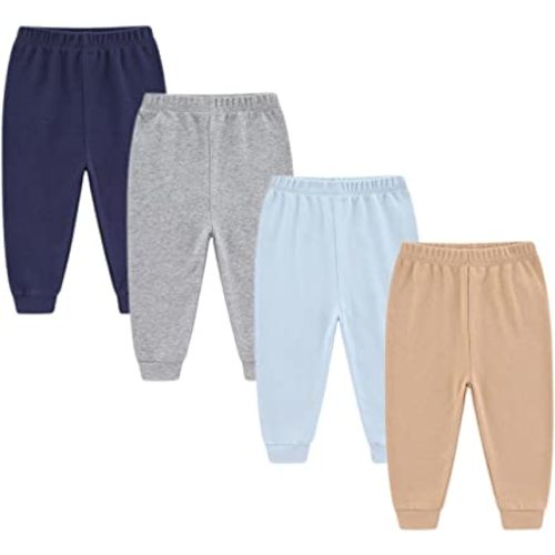 Unisex Newborn Baby Cotton 4-Pack Pants Embroidery Pringting Casual Leggings 0-24 Months for Boys and Girls