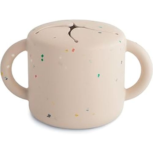 mushie Silicone Snack Cup | Spill Proof Food Container for Toddler and Baby (Vanilla Confetti)
