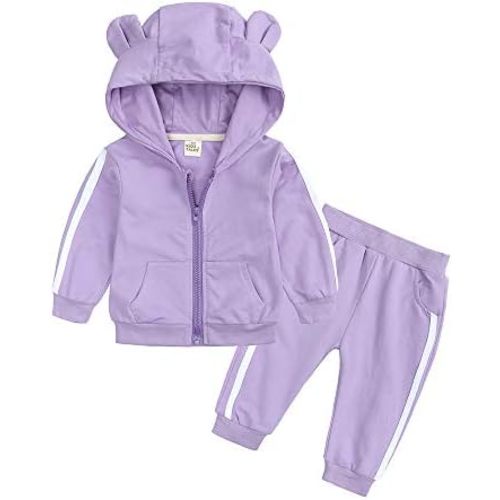 Kids Tales Baby Boys Girls Tracksuit Hooded Bear Ears Sweatsuit Outfit Set Long Sleeve Zipper Jacket + Sweatpants