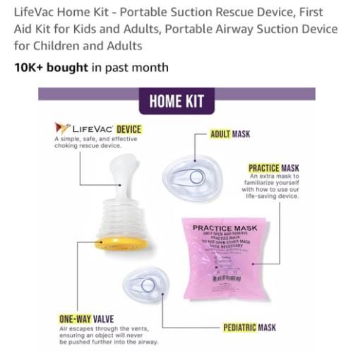 LifeVac Home Kit - Portable Suction Rescue Device, First Aid Kit for Kids and Adults, Portable Airway Suction Device for Children and Adults