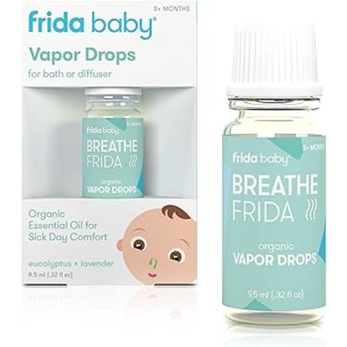 Frida Baby Breathefrida Vapor Bath Drops, Eucalyptus Essential Oil for Humidifier, Aromatherapy Oil Help Baby Breathe Easy