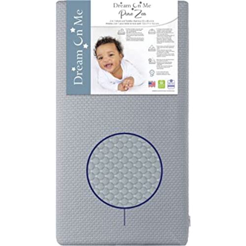 Dream On Me 2 in 1 Infant Crib and Toddler Bed Mattress | Greenguard Gold and JPMA Certified Crib Mattress | Copper-Infused Toddler Layer | Removable Zipper Cover | Pure Zen White and Grey