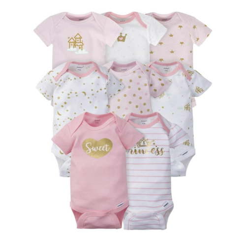 Gerber 8-Pack Baby Girl Cotton Onesies Bodysuits, Multipack Infant Short Sleeves