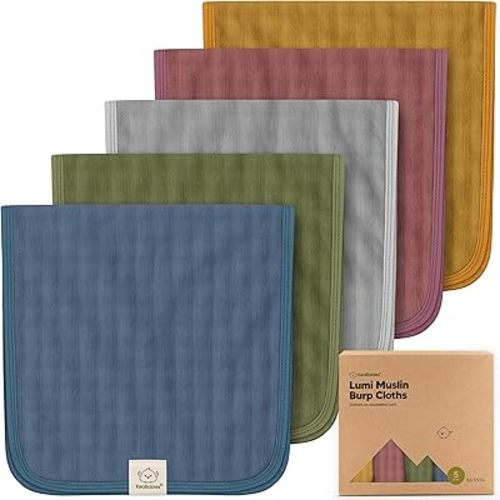 KeaBabies Cotton Muslin Burp Cloths Baby Boy, Girl - 5-Pack Soft & Absorbent Burping Cloth for Babies, Large Baby Towels & Washcloths for Newborn, Spit Up Rags, No Shrink, 20x10 (Corals)