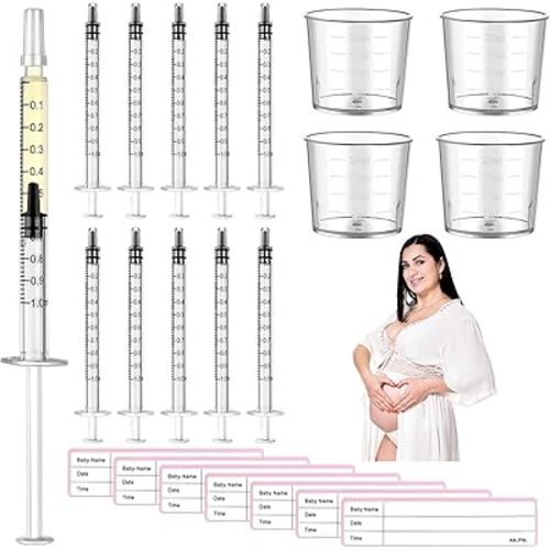Colostrum Syringes - 1ml Sterile Colostrum Collection Kit, 50PCS with Measuring Cups & Labels | BPA-Free Breast Milk Collector for Antenatal Expressing & Newborn Feeding
