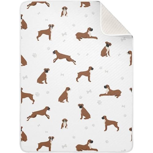 Swaddle Blanket Boxer Dog Cotton Blanket for Infants, Receiving Blanket, Lightweight Soft Swaddling Blanket for Crib, Stroller, Nursery Blankets, Puppy, 30x40 in