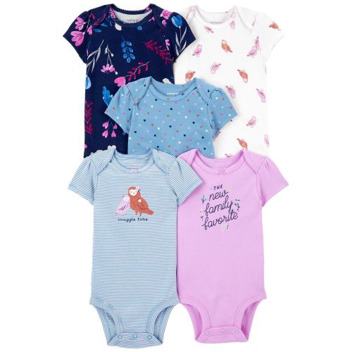 5-Pack Short-Sleeve Bodysuits - Purple