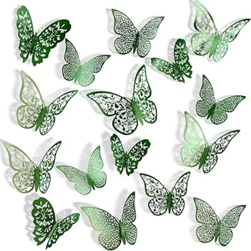 72 Pieces 3D Butterfly Wall Decals Sticker Wall Decal Decor Art Decorative Sticker 3 Sizes for Room Home Nursery Classroom Offices Kids Girl Boy Bedroom Bathroom Living Room Decor(Light Green)