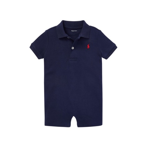 Solid Cotton Interlock Polo Romper