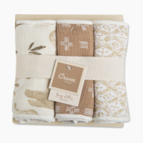 Crane Baby Cotton Muslin and Terry Burp Cloth Set (3 Pack) - Kendi