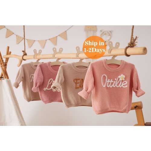 Hand Embroidery Sweaters, Custom Toddler Sweaters, Knit Sweater, Baby Jumper, Gifts for Daughters, Nursery Gifts, Baby Boy Gift, Baby Girl