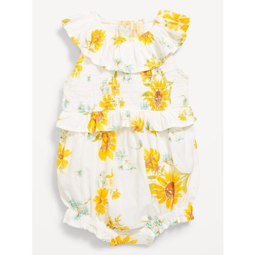 Sleeveless Ruffle-Trim Smocked One-Piece Romper for Baby
