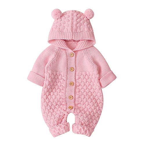 OBEEII Baby Girl Boy Sweater Romper Knitted Overall Hooded Jumpsuit Cute Warm Clothes