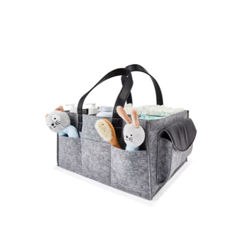 Large Nappy Caddy - Grey and Black