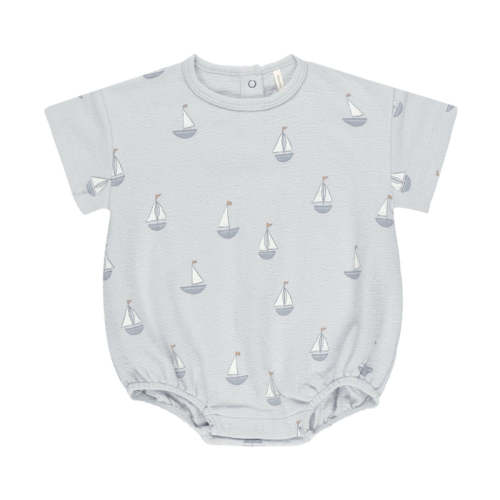 Relaxed Short Sleeve Bubble Romper - Sailboats | The Baby Cubby