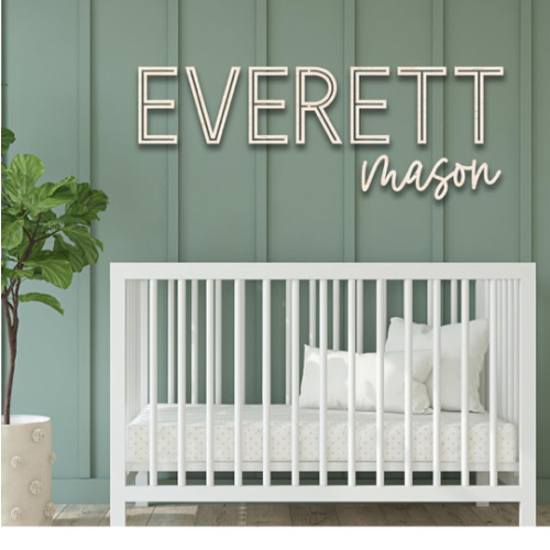 Baby Boy Decor for Nursery - Personalized Wood Name Sign - Nursery Name Sign - Custom with First and Middle Name - Wooden Name Signs - Baby Gifts - Toddler Room Decor