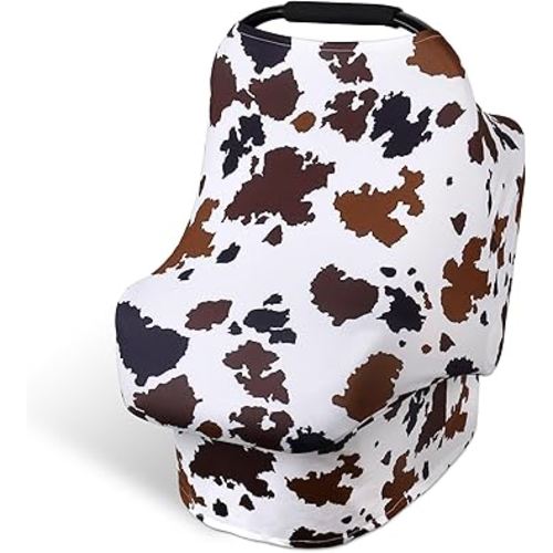 Rquite All-in-1 Car Seat Cover Baby, Carseat Covers for Girl Boy, Stretchy Soft Infant Car Seat Cover, Multi-use Baby Carrier Cover, Car Seat Canopy, Stroller Sun Shade, Nursing Breastfeeding Cover
