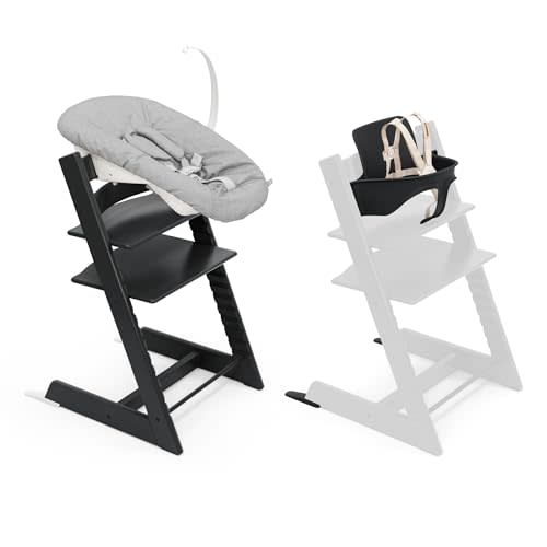 Stokke Tripp Trapp High Chair 2, Black (Includes Chair & Baby Set) with Newborn Set - Safe, Adjustable, Ergonomic Design