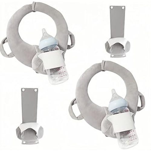 2 Pack Baby Bottle Holder Hands Free,Bottle Holder for Baby Self Feeding,Adjustable Angle Bottle Propper for Infants ,Detachable Separation Breastfeeding Pillows Support Gray