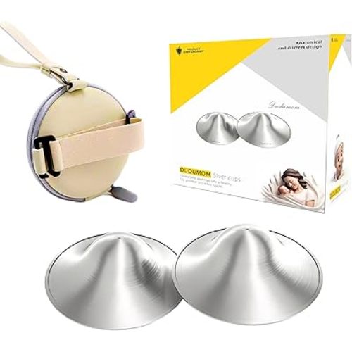 Silver Nursing Cups - Nipple Shields for Nursing Newborn - Soothe and Protect Your Nursing Nipples-Large