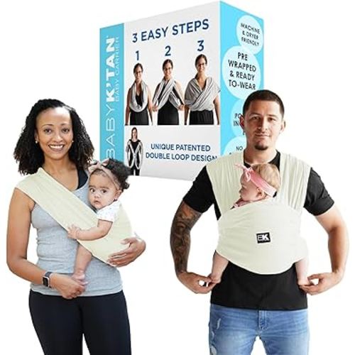 Organic Baby K'tan Baby Carrier 100% GOTS Certified Cotton: #1 Easy Pre-Wrapped 5 in 1 Baby Sling | Ready to Wear | Pillowy Soft Hands Free Infant Wrap | Newborn to Toddler up to 35lb (See Size Chart)