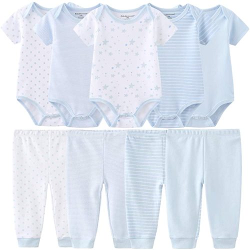 Baby Layette Set Baby Boys' 9-Piece Bodysuits Pants Set Toddler Girl Boy Unisex Baby Gift Sets