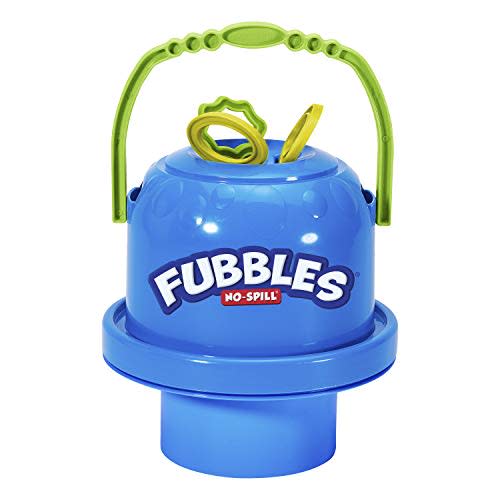 Little Kids Fubbles No-Spill Big Bubble Bucket in Blue for Multi-Child Play, Made in the USA