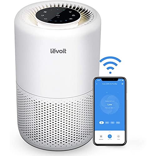 LEVOIT Air Purifier for Home Large Room, Smart WiFi Alexa Control, H13 True HEPA Filter for Allergies, Removes 99.97% of Pollutants, Covers up to 915 Sq.Foot, 24dB Quiet for Bedroom, Core 200S, White - Cream White